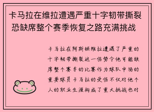 卡马拉在维拉遭遇严重十字韧带撕裂 恐缺席整个赛季恢复之路充满挑战